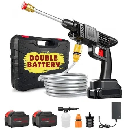 Double Battery Portable Car Wash Washer Gun Cordless High Pressure Car Washer Spray Rechargeable 2 Type Wash Gun Electric Water Gun Machine
